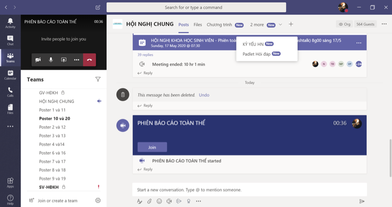 Bio-Science In Harmony và Hội nghị Khoa học sinh viên trực tuyến trên nền tảng Microsoft teams