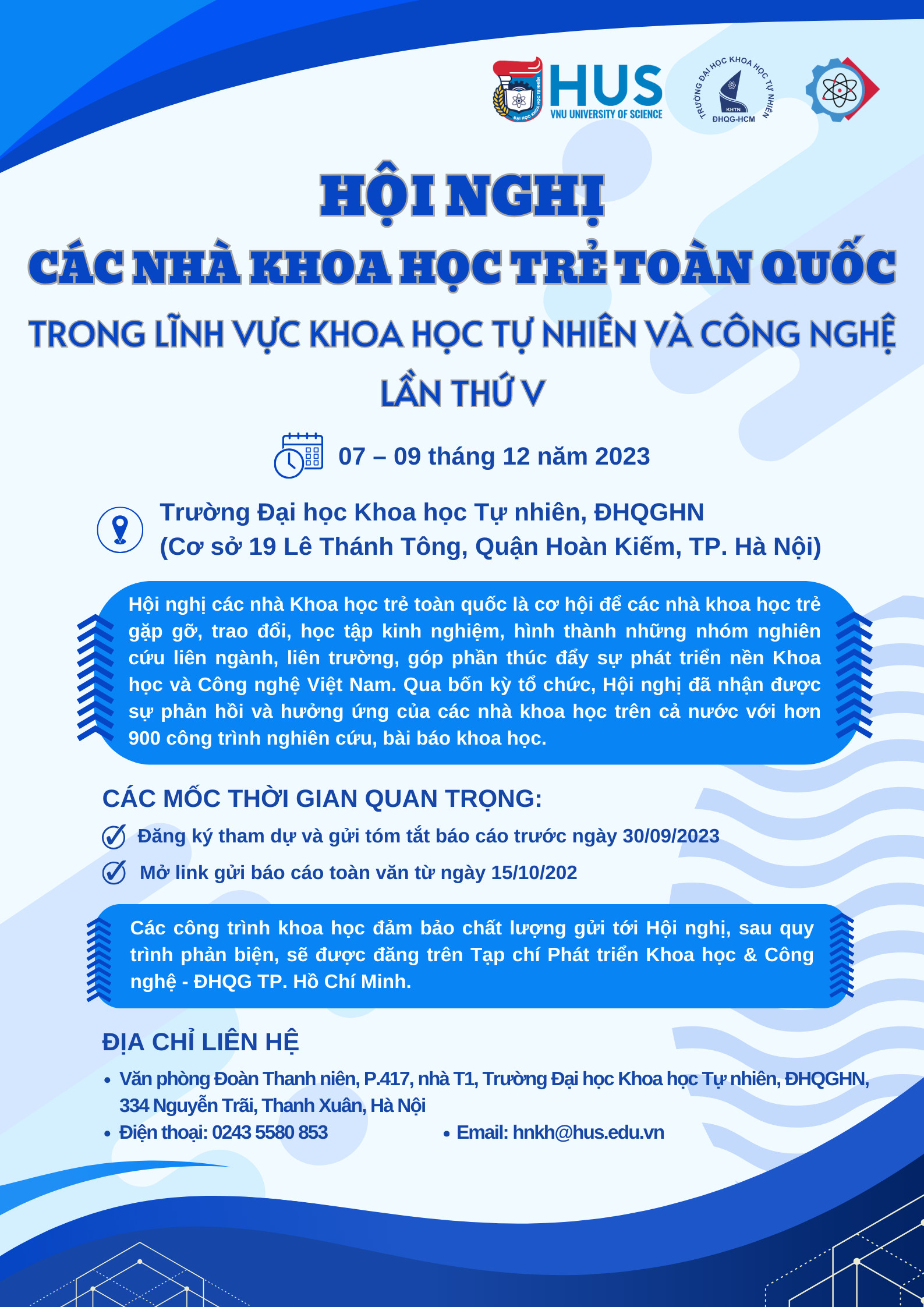 Hội nghị các nhà Khoa học trẻ toàn quốc trong lĩnh vực Khoa học Tự nhiên và Công nghệ lần thứ V